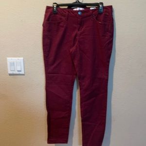 Burgundy brick skinny jean